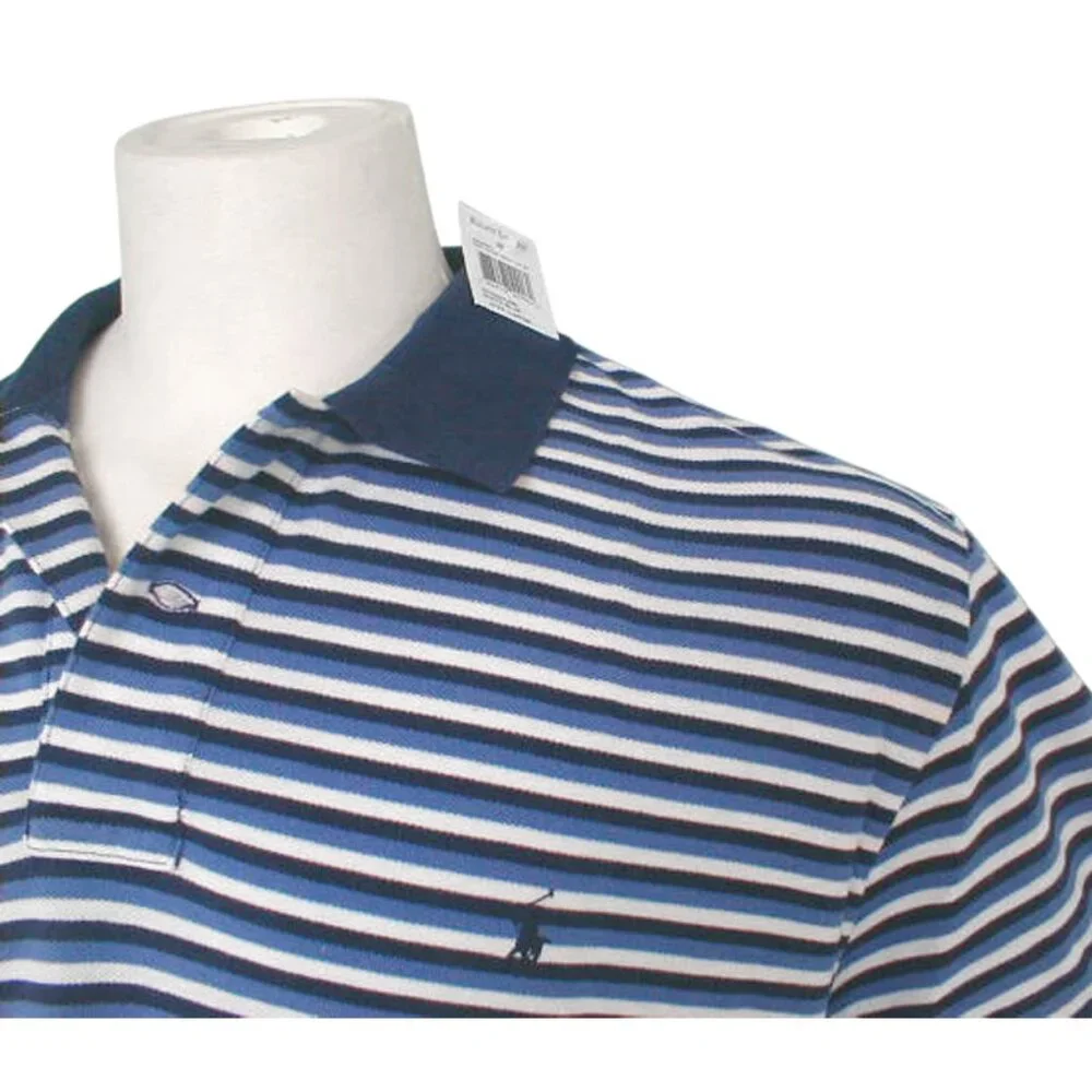 NEW! Polo Ralph Lauren Polo Shirt! M  Navy Blue & White Stripe  Navy Polo Player
